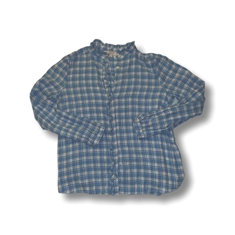 Loft Plaid Ruffle Button Down Blouse - image 2